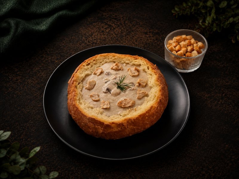 Vellutata di champignon con pollo